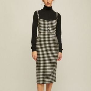 NWT Rita Row Emma Wool Blend Sheath Dress Black Gingham Checkered Size Small